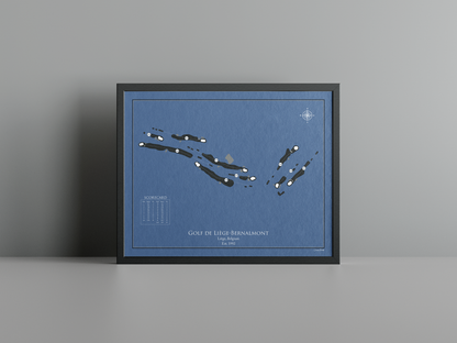 Golf de Liège-Bernalmont golf course print, navy frame