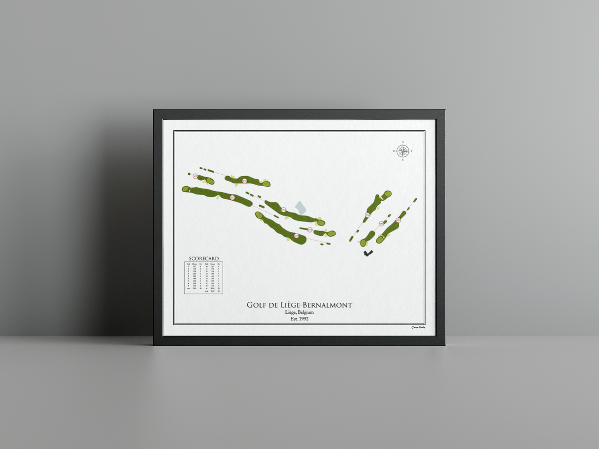 Golf de Liège-Bernalmont golf course print, white frame