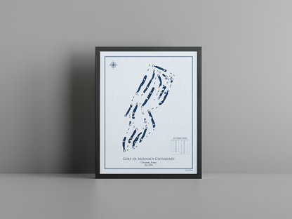 Golf de Mennecy Chevannes golf course print, blue frame
