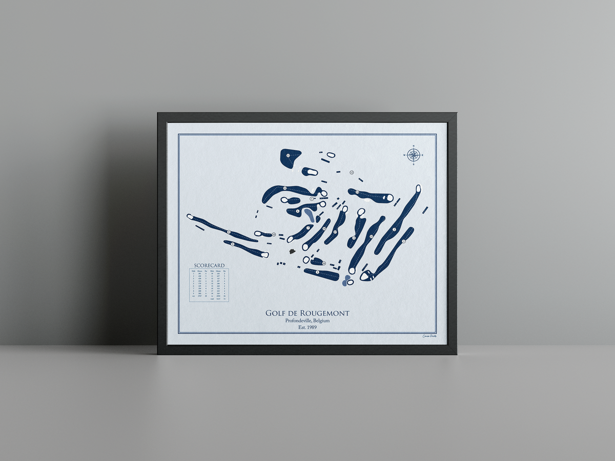 Golf de Rougemont golf course print, blue frame