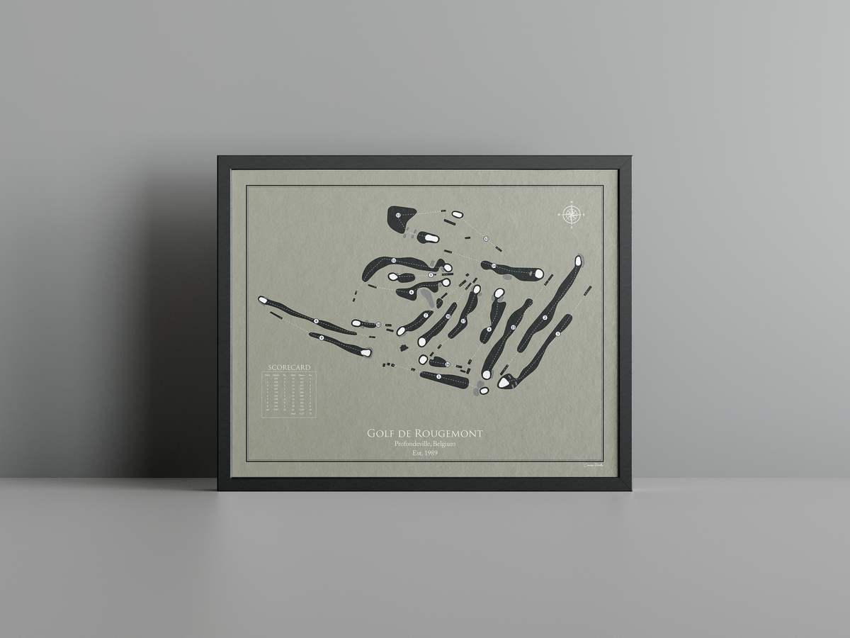 Golf de Rougemont golf course print, brown frame