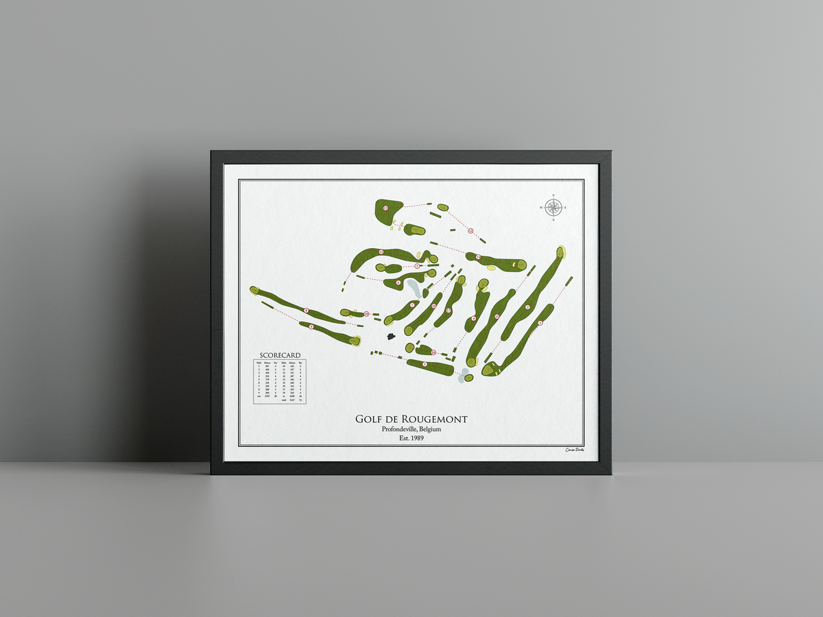 Golf de Rougemont golf course print, white frame