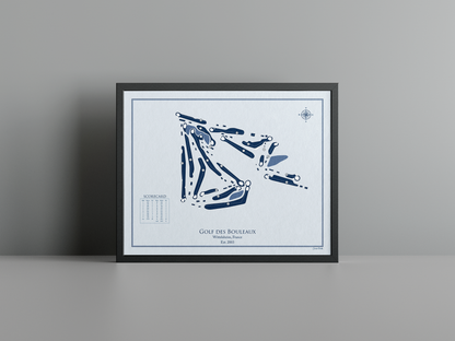 Golf des Bouleaux golf course print, blue frame