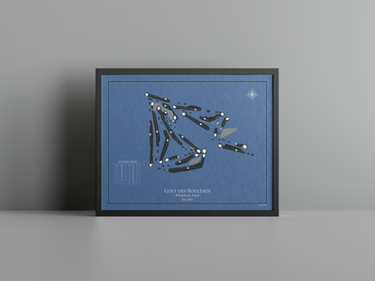 Golf des Bouleaux golf course print, navy frame
