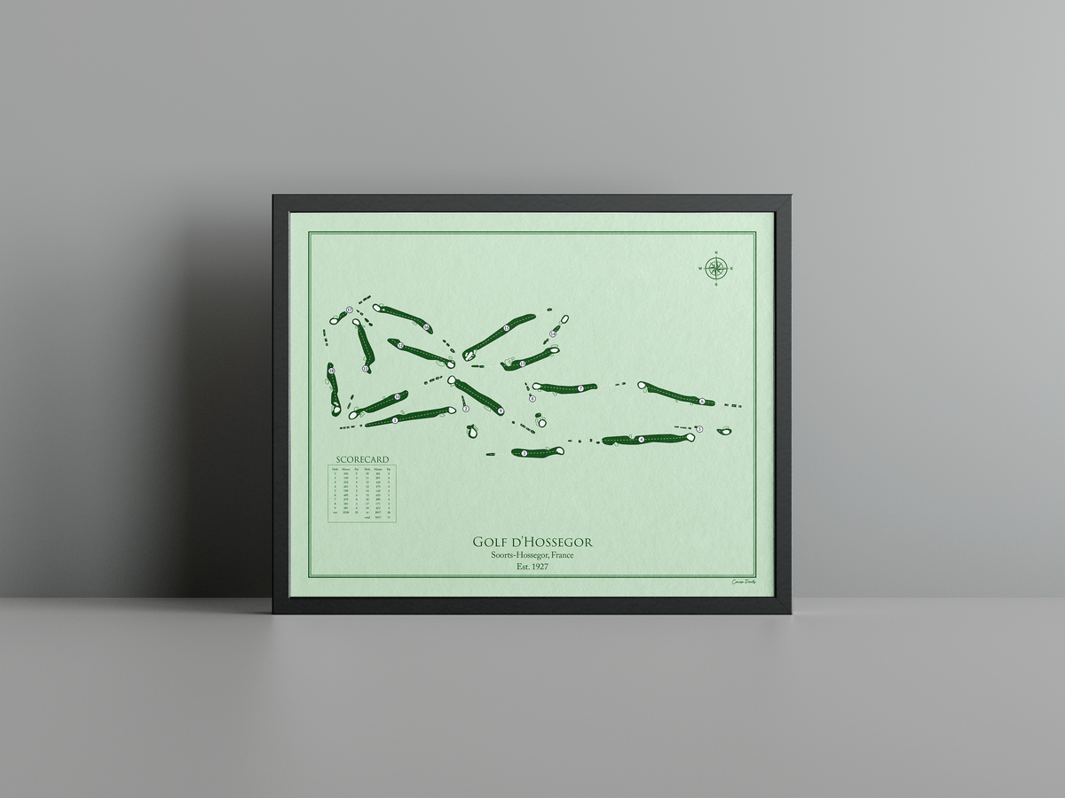 Golf d'Hossegor golf course print, green frame