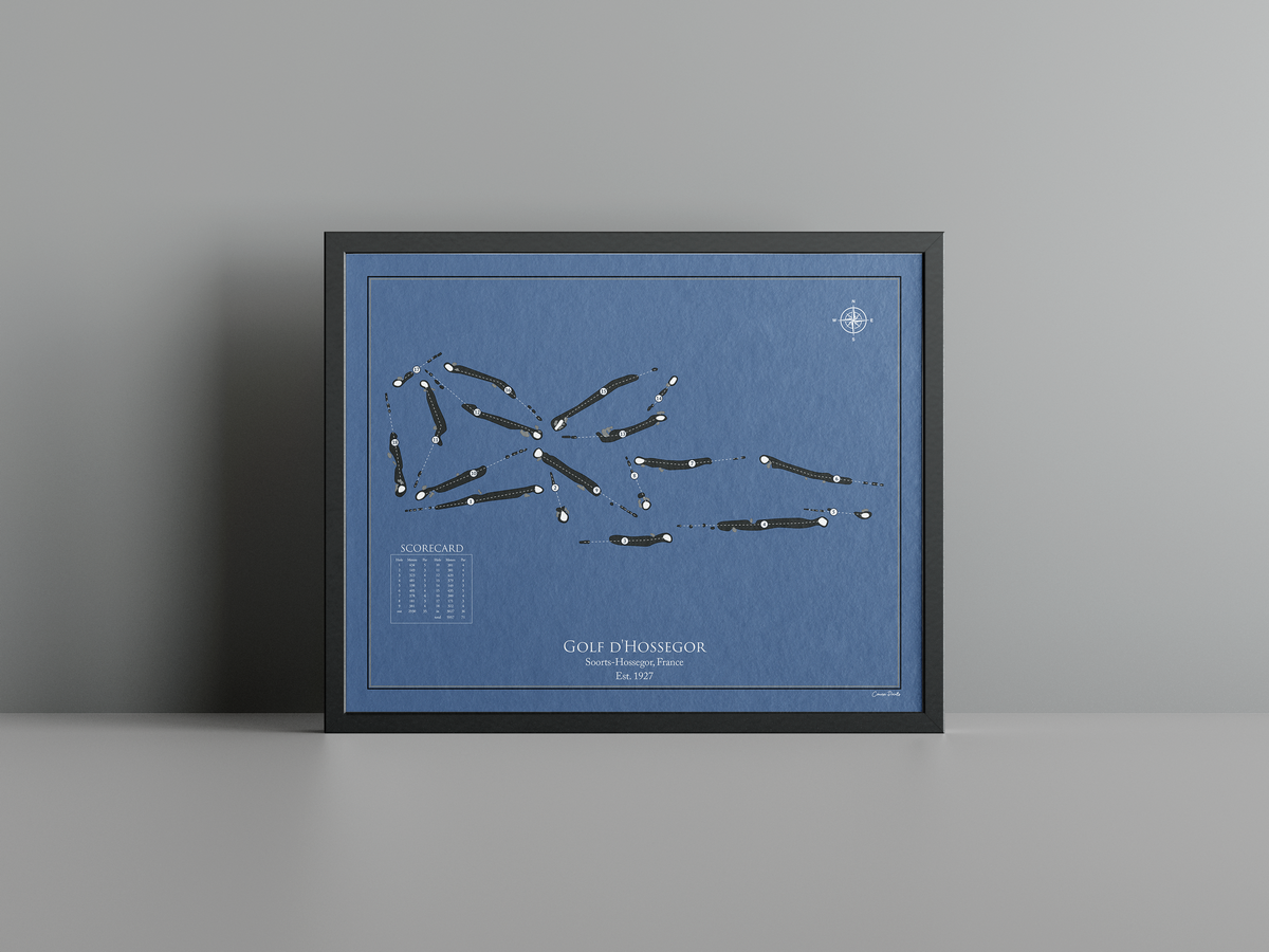 Golf d'Hossegor golf course print, navy frame