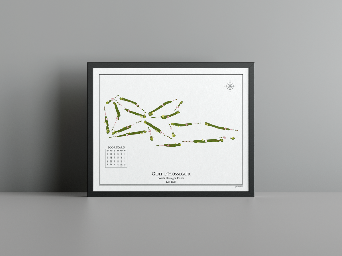 Golf d'Hossegor golf course print, white frame