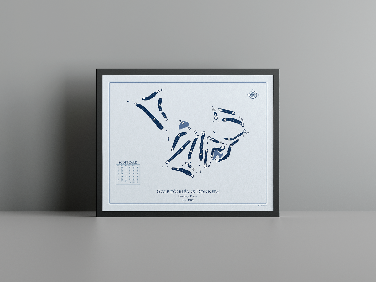 Golf d'Orléans Donnery golf course print, blue frame