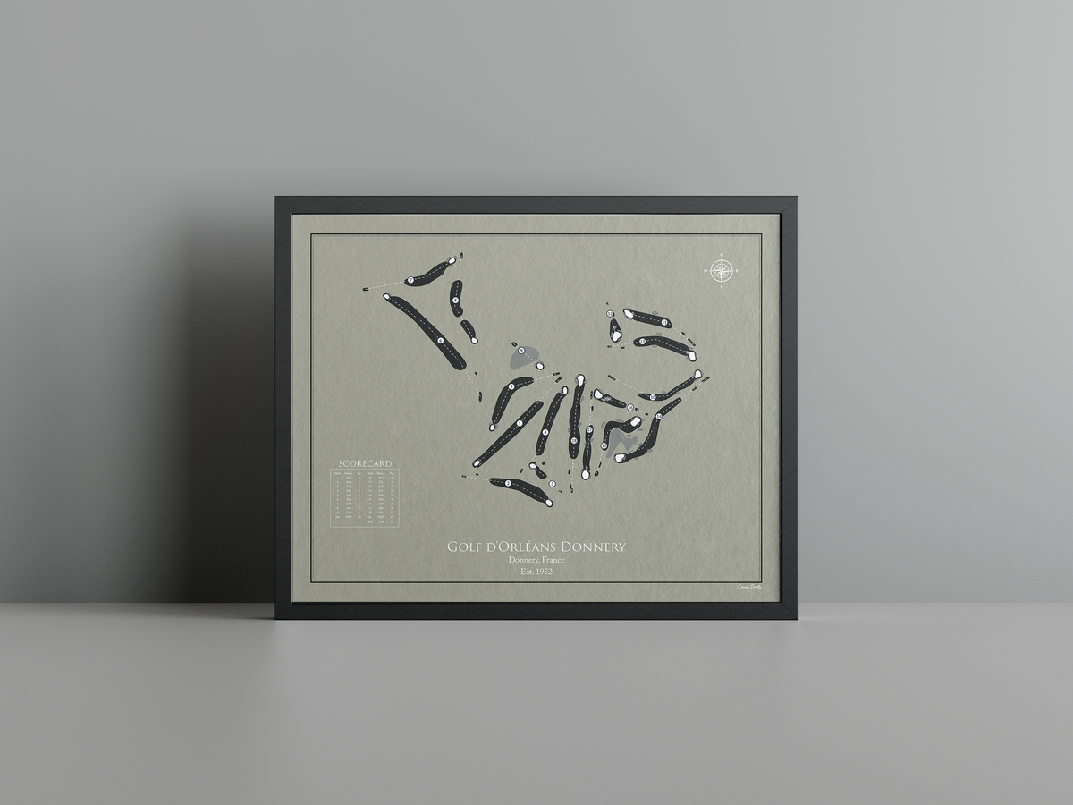 Golf d'Orléans Donnery golf course print, brown frame