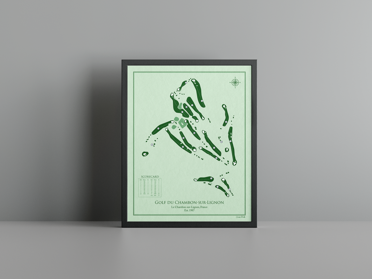 Golf du Chambon-sur-Lignon golf course print, green frame