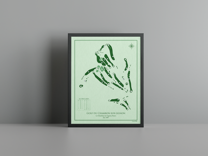 Golf du Chambon-sur-Lignon golf course print, green frame