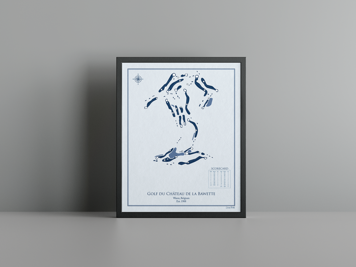 Golf du Château de la Bawette golf course print, blue frame