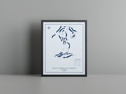 Golf du Château de la Bawette golf course print, blue frame