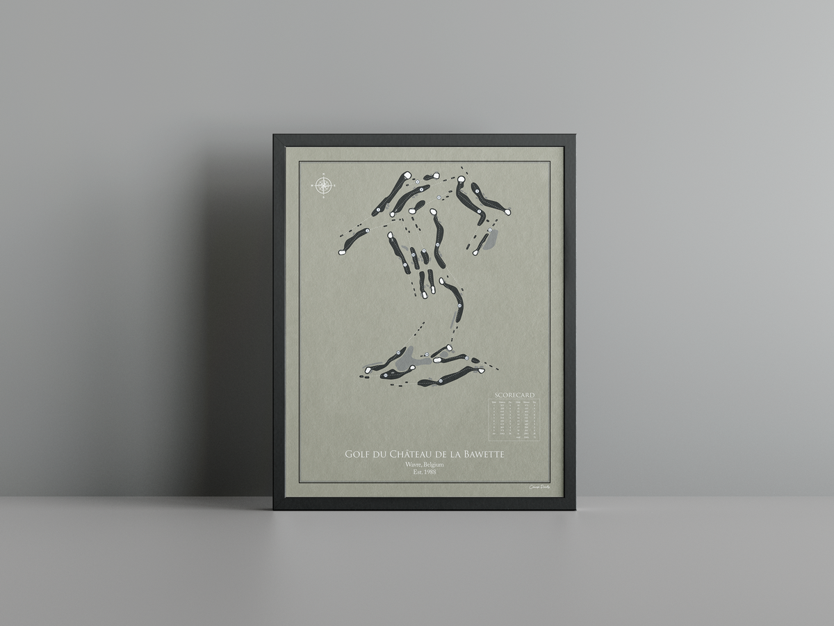 Golf du Château de la Bawette golf course print, brown frame
