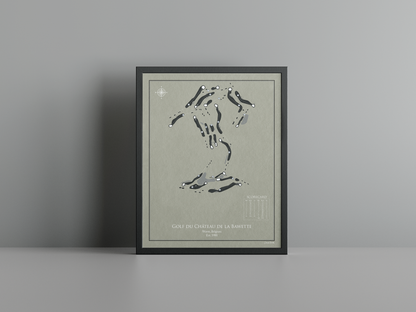Golf du Château de la Bawette golf course print, brown frame