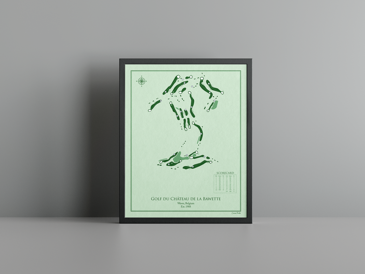 Golf du Château de la Bawette golf course print, green frame