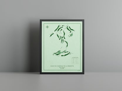 Golf du Château de la Bawette golf course print, green frame
