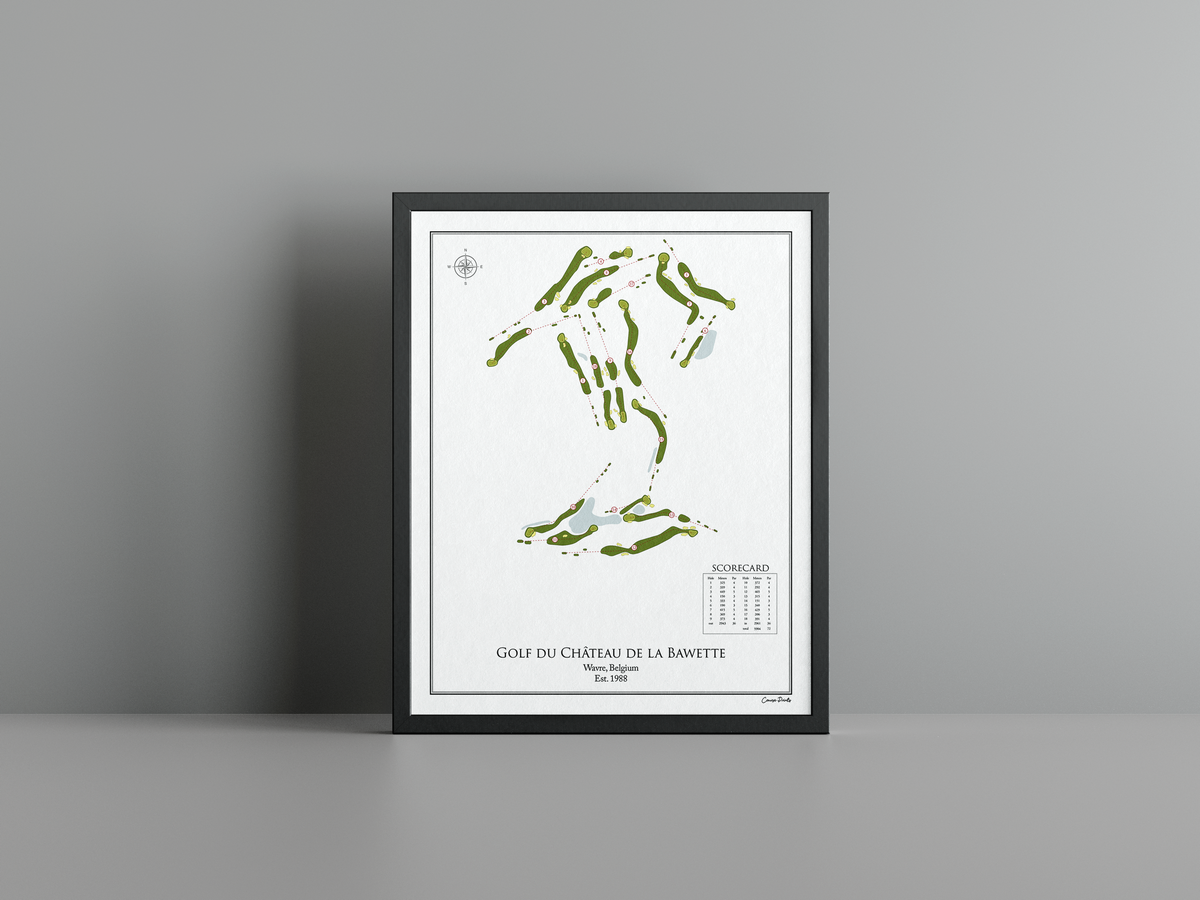 Golf du Château de la Bawette golf course print, white frame