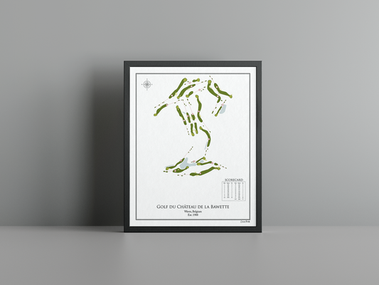 Golf du Château de la Bawette golf course print, white frame