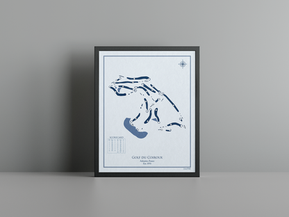 Golf du Coiroux golf course print, blue frame