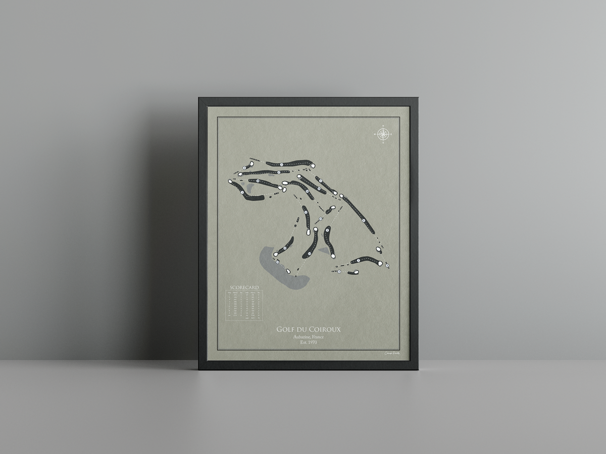 Golf du Coiroux golf course print, brown frame
