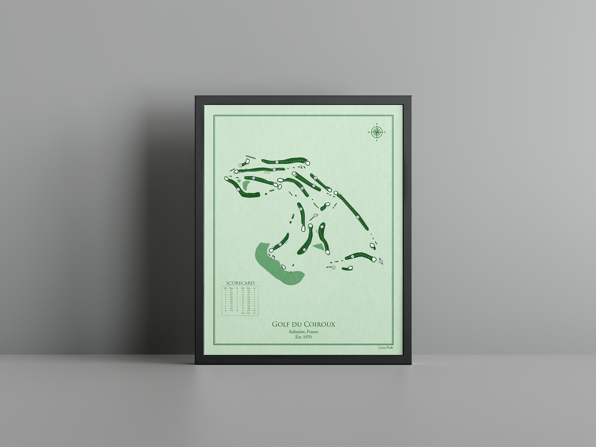 Golf du Coiroux golf course print, green frame