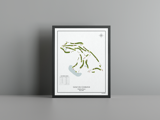 Golf du Coiroux golf course print, white frame