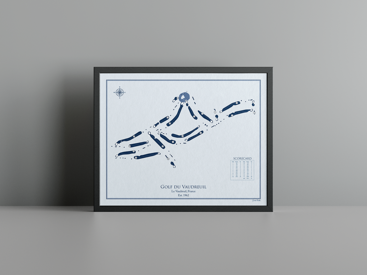 Golf du Vaudreuil golf course print, blue frame