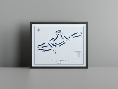 Golf du Vaudreuil golf course print, blue frame