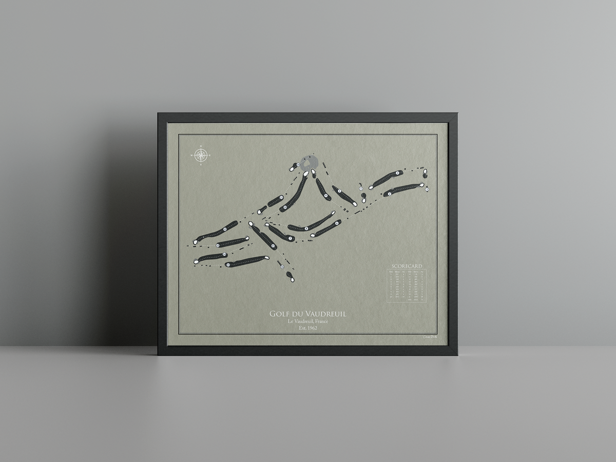 Golf du Vaudreuil golf course print, brown frame