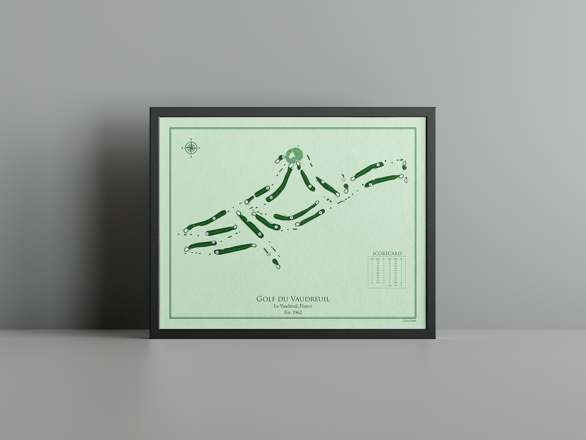 Golf du Vaudreuil golf course print, green frame