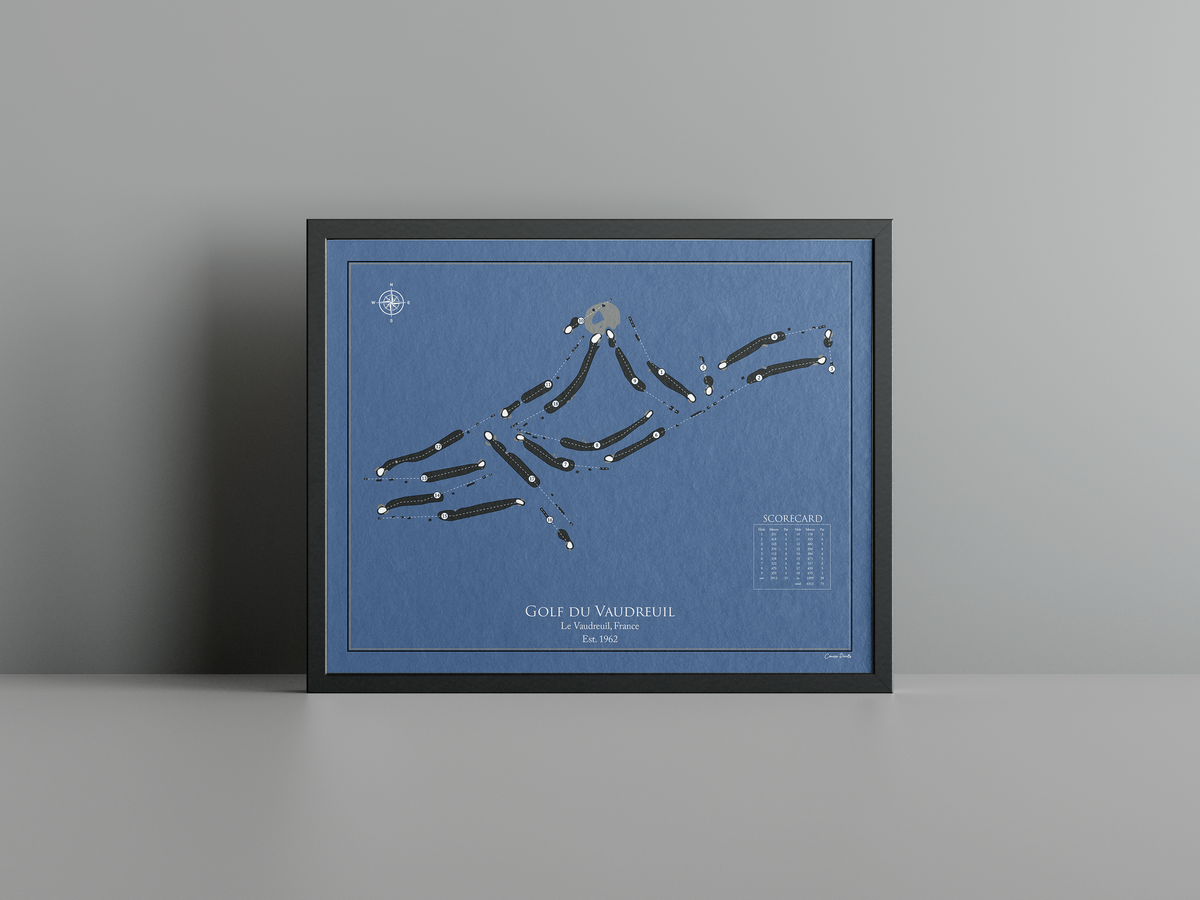Golf du Vaudreuil golf course print, navy frame