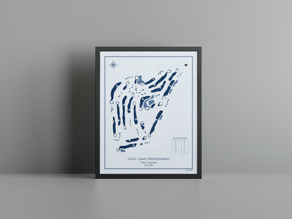 Golf Gams-Werdenberg golf course print, blue frame