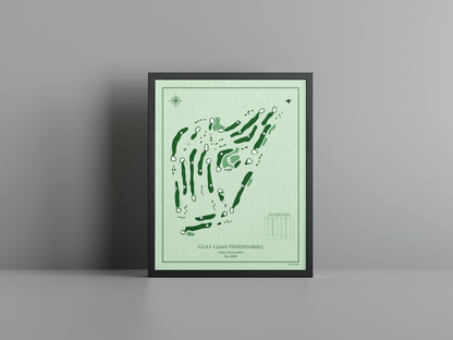 Golf Gams-Werdenberg golf course print, green frame
