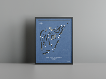 Golf Gams-Werdenberg golf course print, navy frame