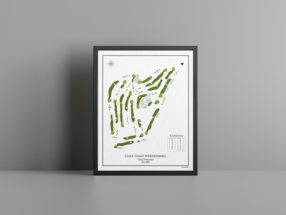 Golf Gams-Werdenberg golf course print, white frame