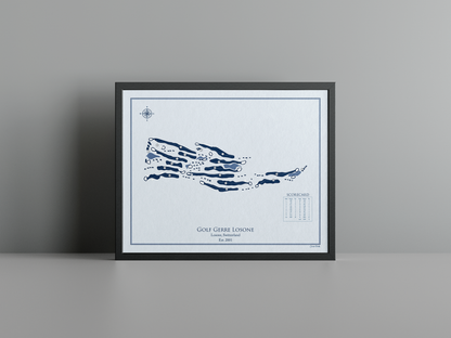 Golf Gerre Losone golf course print, blue frame