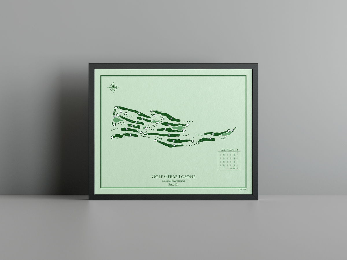 Golf Gerre Losone golf course print, green frame