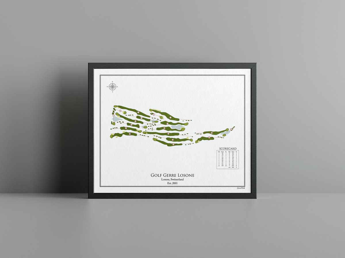 Golf Gerre Losone golf course print, white frame