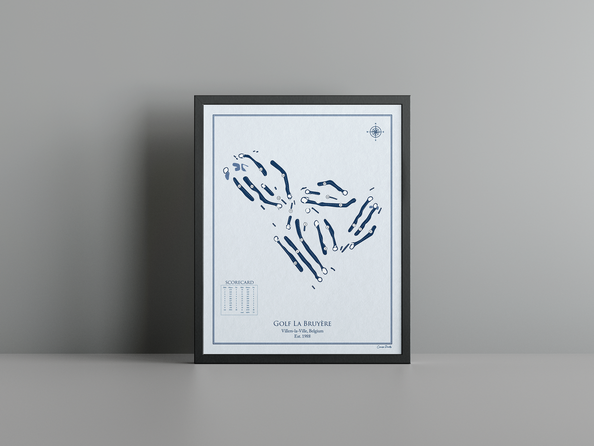 Golf La Bruyère golf course print, blue frame