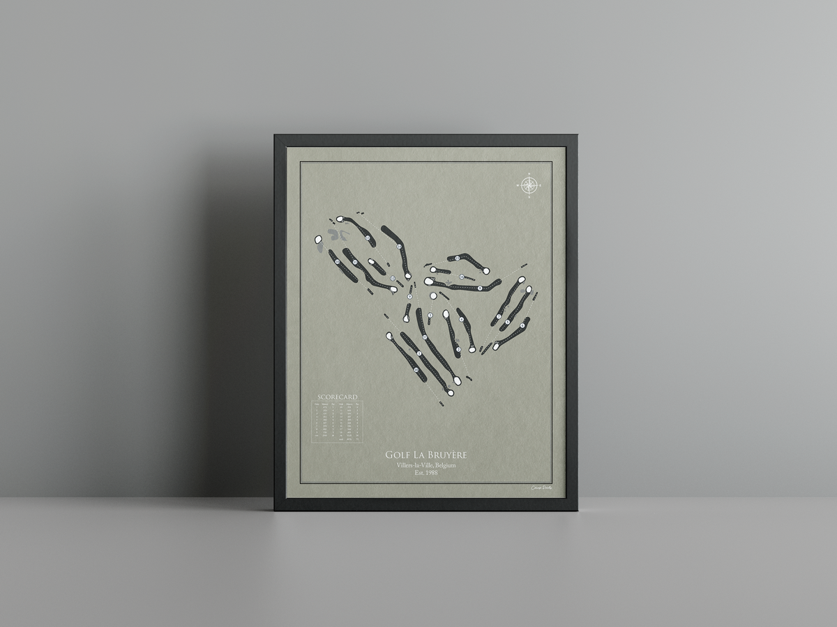 Golf La Bruyère golf course print, brown frame