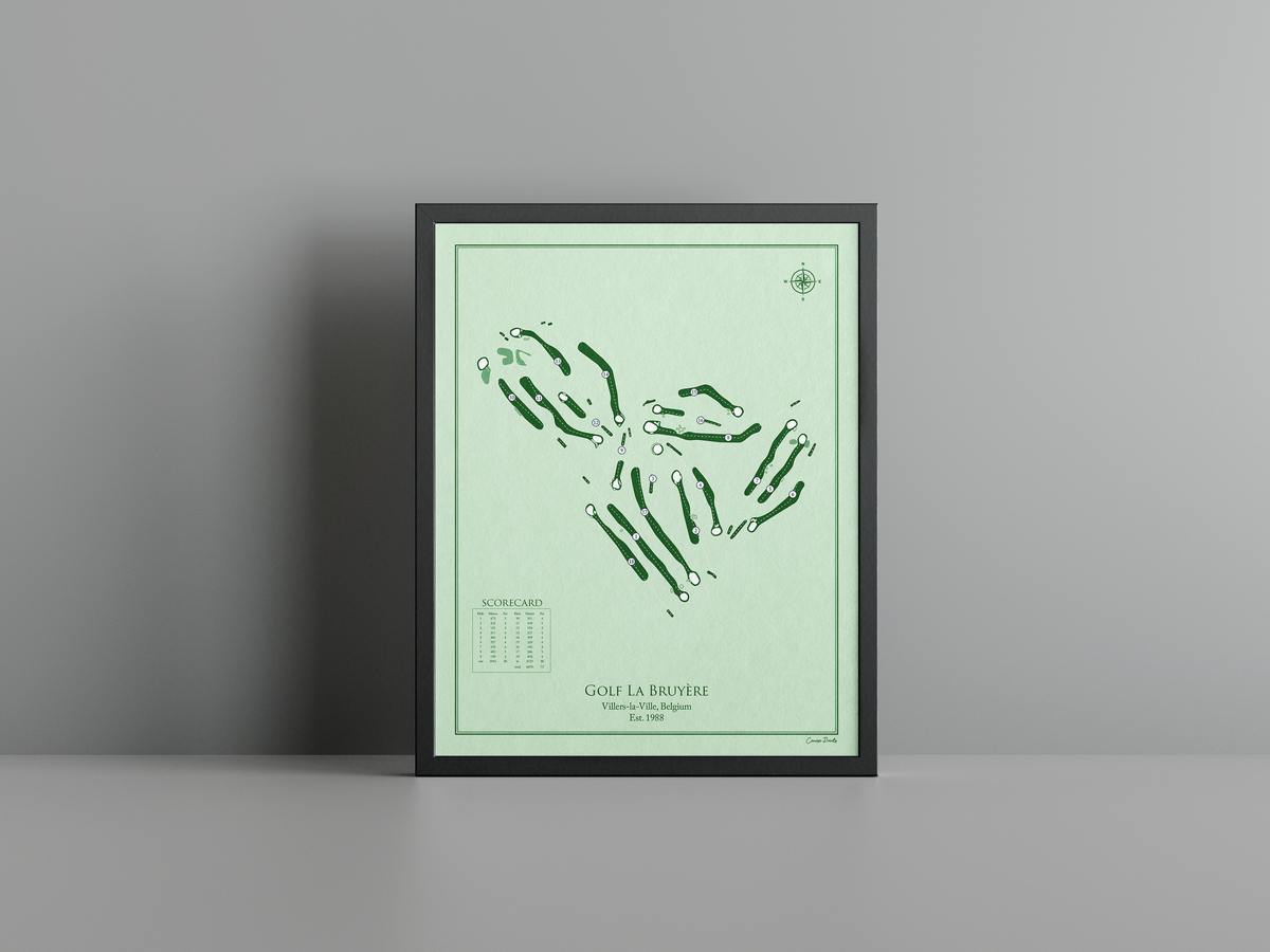 Golf La Bruyère golf course print, green frame
