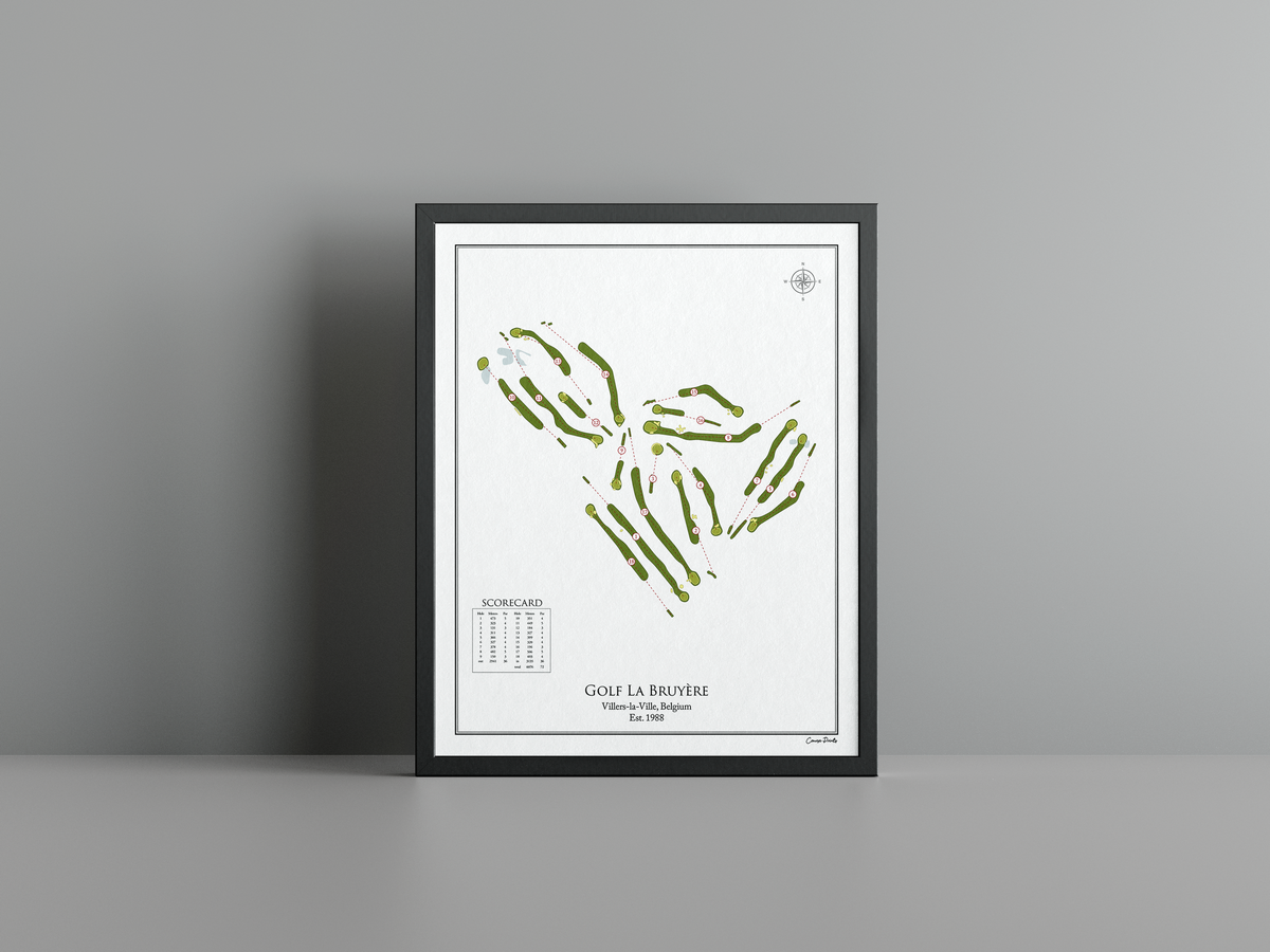 Golf La Bruyère golf course print, white frame