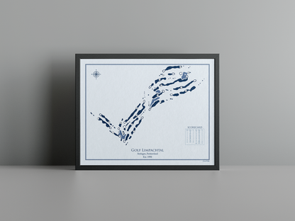 Golf Limpachtal golf course print, blue frame