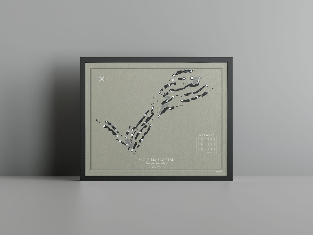 Golf Limpachtal golf course print, brown frame
