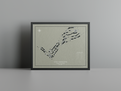 Golf Limpachtal golf course print, brown frame