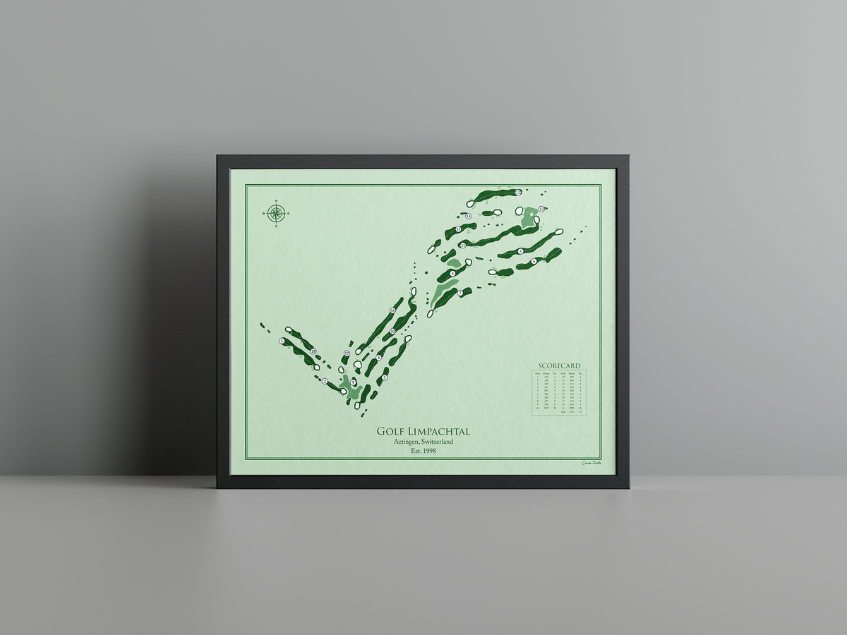 Golf Limpachtal golf course print, green frame