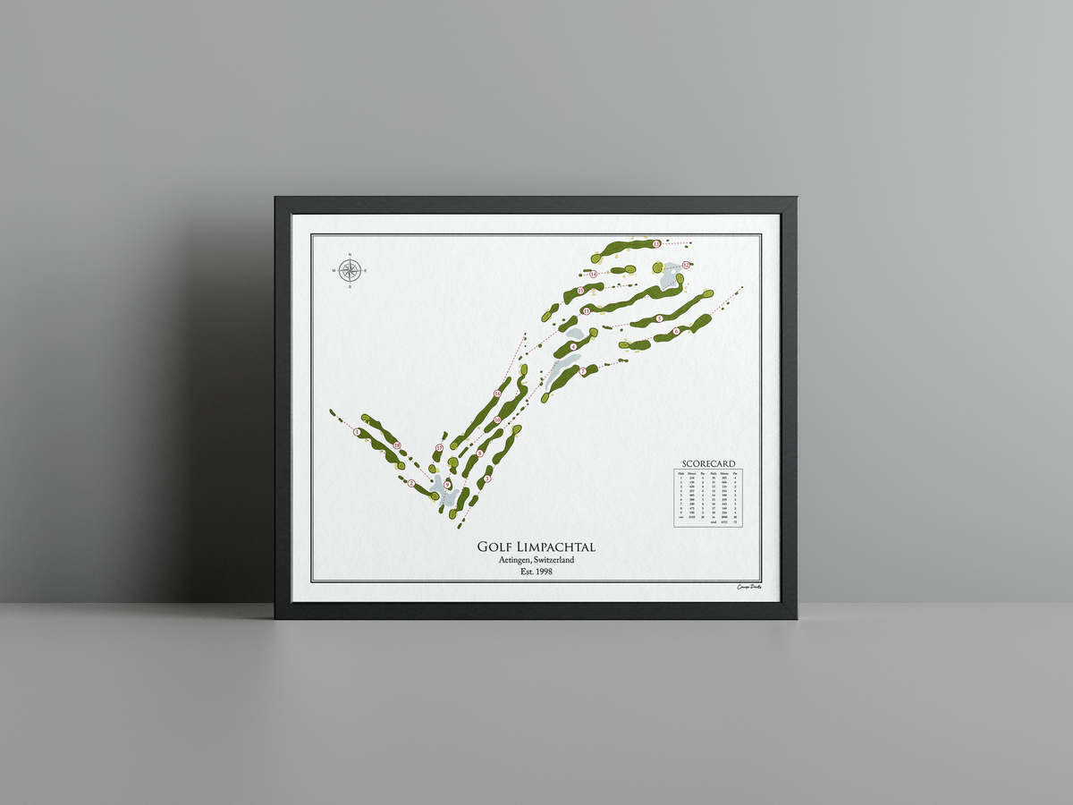 Golf Limpachtal golf course print, white frame