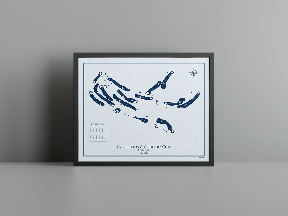 Golf Lleida & Country Club golf course print, blue frame