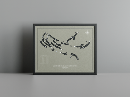 Golf Lleida & Country Club golf course print, brown frame